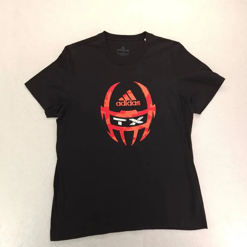 Adidas Casual Crew Neck Short Sleeve Graphic T Shirt Mens Size Large L Black